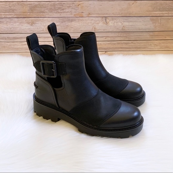 UGG Stockton Black Leather Ankle Boots - Picture 2 of 8